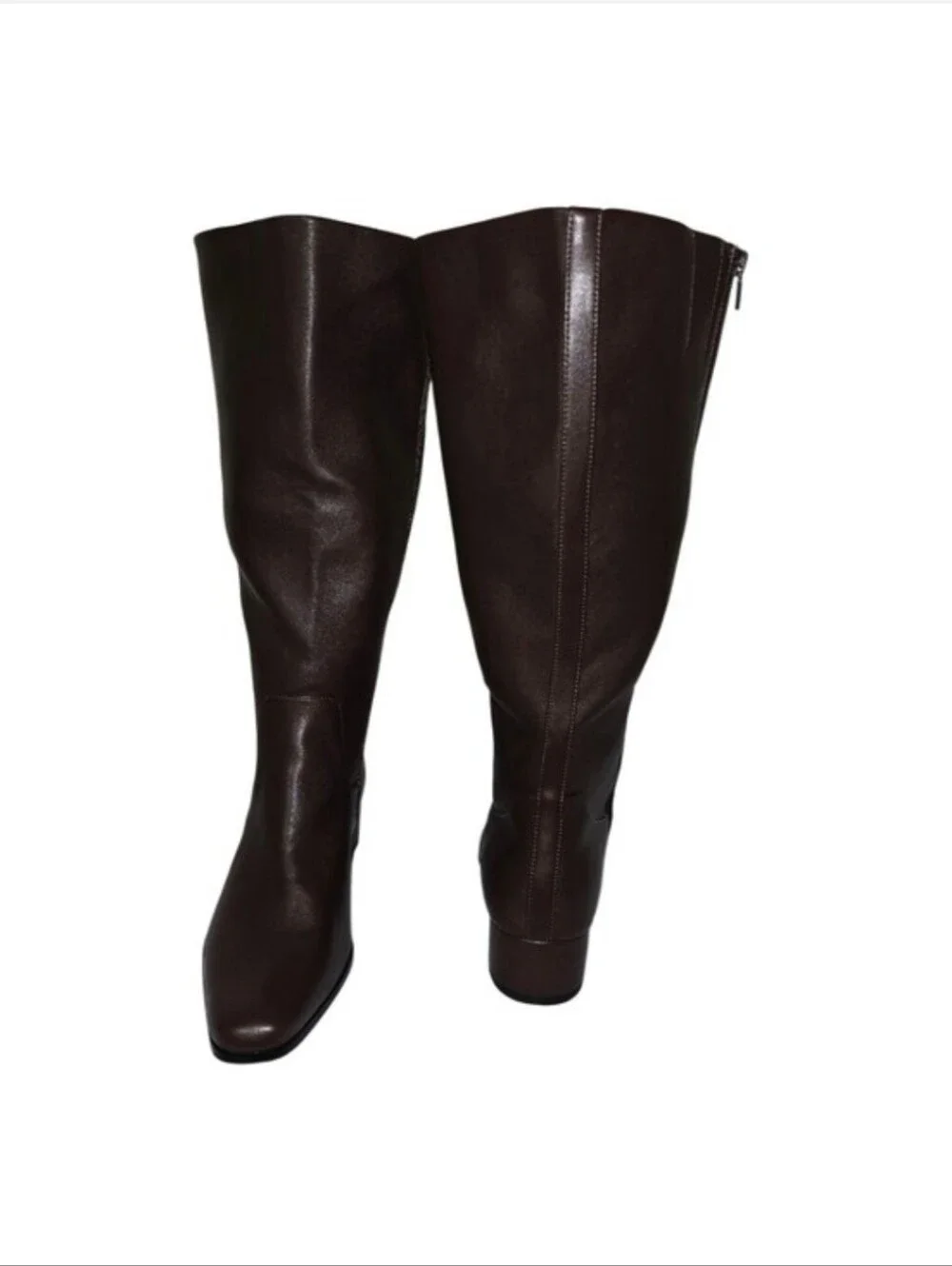 Tall Block Heel Knee Boots in Dark Brown